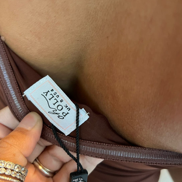 NWT Oh Polly Natalya Bandeau Mini Dress in Chocolate Brown US 4 - Picture 8 of 8